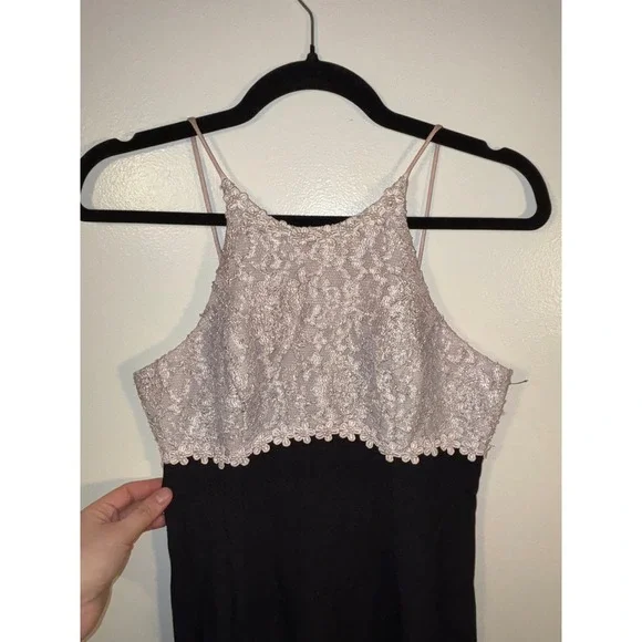 Vintage Lace Bodice Maxi Dress Sz S Floral Black Slit Whimsygoth HoCo Prom 90s - Picture 5 of 14